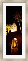 Framed Low angle view of a mosque lit up at night, Koutoubia Mosque, Marrakesh, Morocco