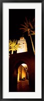 Framed Low angle view of a mosque lit up at night, Koutoubia Mosque, Marrakesh, Morocco