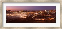 Framed High angle view of a market lit up at dusk, Djemaa El Fna, Medina Quarter, Marrakesh, Morocco