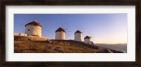 Framed Low angle view of traditional windmills, Mykonos, Cyclades Islands, Greece