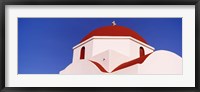 Framed Church with red dome, Mykonos, Cyclades Islands, Greece