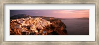 Framed Aerial view of town, Santorini, Greece