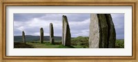 Framed Ring Of Brodgar with view of the hills, Orkney Islands, Scotland, United Kingdom
