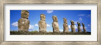 Framed Row of Stone Heads, Easter Islands, Chile