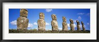 Framed Row of Stone Heads, Easter Islands, Chile