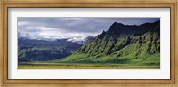 Framed View Of Farm And Cliff In The South Coast, Sheer Basalt Cliffs, South Coast, Iceland