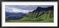 Framed View Of Farm And Cliff In The South Coast, Sheer Basalt Cliffs, South Coast, Iceland