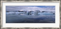 Framed Ice Berg Floating On The Water, Vatnajokull Glacier, Iceland