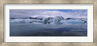 Framed Ice Berg Floating On The Water, Vatnajokull Glacier, Iceland