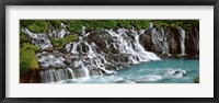 Framed Waterfall In A Forest, Hraunfoss Waterfall, Iceland