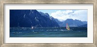 Framed Windsurfing on a lake, Lake Garda, Italy