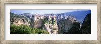 Framed Monastery on the top of a cliff, Roussanou Monastery, Meteora, Thessaly, Greece