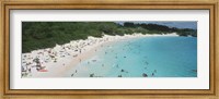 Framed Aerial view of tourists on the beach, Horseshoe Bay, Bermuda