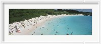 Framed Aerial view of tourists on the beach, Horseshoe Bay, Bermuda