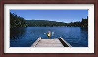 Framed Rear view of a man on a kayak in a river, Orcas Island, Washington State, USA