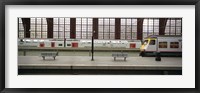 Framed Trains at a railroad station platform, Antwerp, Belgium