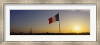 Framed French flag waving in the wind, Paris, France
