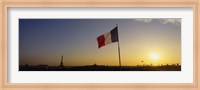 Framed French flag waving in the wind, Paris, France