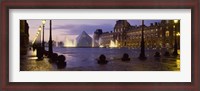 Framed Buildings lit up at night, Louvre Museum, Paris, France