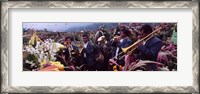 Framed Musicians Celebrating All Saint's Day By Playing Trumpet, Zunil, Guatemala