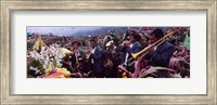 Framed Musicians Celebrating All Saint's Day By Playing Trumpet, Zunil, Guatemala