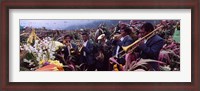 Framed Musicians Celebrating All Saint's Day By Playing Trumpet, Zunil, Guatemala