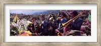 Framed Musicians Celebrating All Saint's Day By Playing Trumpet, Zunil, Guatemala