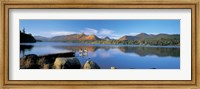 Framed Reflection of mountains in water, Derwent Water, Lake District, England