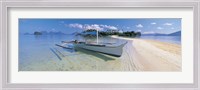 Framed Fishing boat moored on the beach, Palawan, Philippines