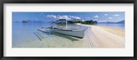 Framed Fishing boat moored on the beach, Palawan, Philippines