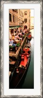 Framed Gondolas moored outside of a cafe, Venice, Italy