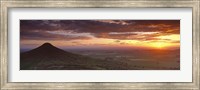 Framed Silhouette Of A Hill At Sunset, Roseberry Topping, North Yorkshire, Cleveland, England, United Kingdom