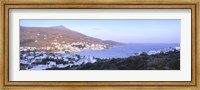 Framed High angle view of buildings on the waterfront, Batsi, Andros Island, Cyclades Islands, Greece