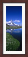 Framed Reflection of a mountain in water, Riffelsee, Matterhorn, Switzerland