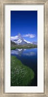 Framed Reflection of a mountain in water, Riffelsee, Matterhorn, Switzerland