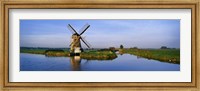 Framed Traditional Windmill On The Waterfront, Netherlands