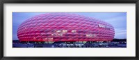 Framed Soccer Stadium Lit Up At Dusk, Allianz Arena, Munich, Germany