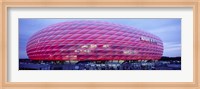 Framed Soccer Stadium Lit Up At Dusk, Allianz Arena, Munich, Germany
