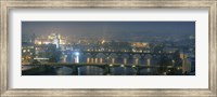 Framed High angle view of a bridge at dusk, Charles Bridge, Prague, Czech Republic