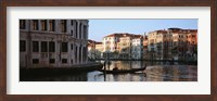 Framed Man on a gondola in a canal, Grand Canal, Venice, Italy
