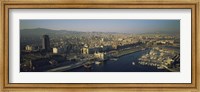 Framed Aerial view of a city, Barcelona, Spain