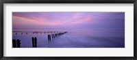 Framed Wooden Posts In Water, Sandsend, Yorkshire, England, United Kingdom