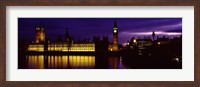 Framed Government Building Lit Up At Night, Big Ben And The House Of Parliament, London, England, United Kingdom