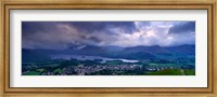 Framed Storm Clouds Over A Landscape, Keswick, Derwent Water, Lake District, Cumbria, England, United Kingdom