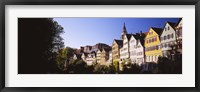Framed Row Of Houses In A City, Tuebingen, Baden-Wurttemberg, Germany