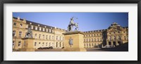 Framed Low Angle View Of Statues In Front Of A Palace, New Palace, Schlossplatz, Stuttgart, Baden-Wurttemberg, Germany