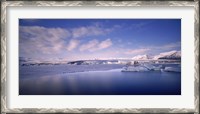 Framed Glacier floating on water, Jokulsarlon Glacial Lagoon, Vatnajokull, Iceland