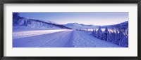 Framed Highway running through a snow covered landscape, Akureyri, Iceland