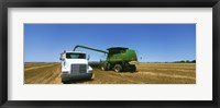 Framed Combine in a wheat field, Kearney County, Nebraska, USA