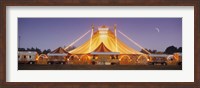 Framed Circus lit up at dusk, Circus Narodni Tent, Prague, Czech Republic
